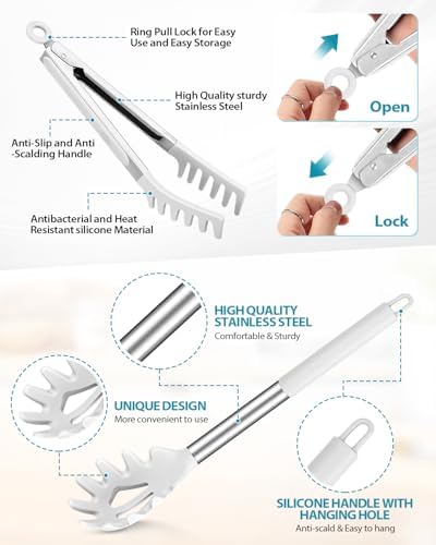 Silicone Spaghetti Spoon and Pasta Tong, Server Fork - Image 3