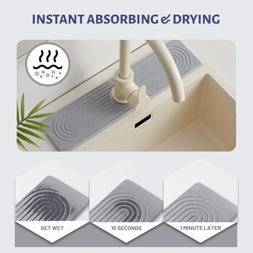 Fast Drying Stone Faucet Mat for Kitchen Sink stone quick dry around faucet - Image 3