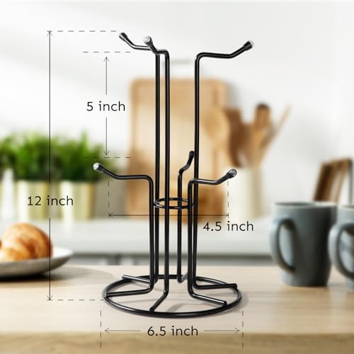 HULISEN Mug Tree for Large Cups, 6 Hook Countertop Coffee Mug Holder - Image 5