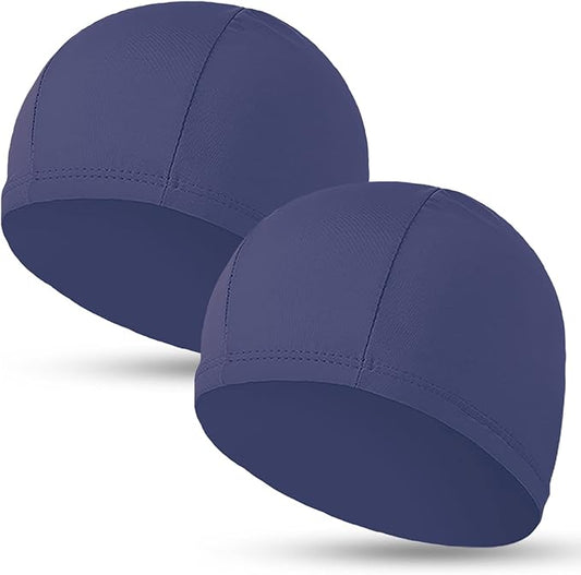 2pcs Cloth Swim Caps for Both Women & Men & Kids Fabric Durable Non-Waterproof Elastic Swimming Pool Cap Bathing Cap for Long and Short Hair