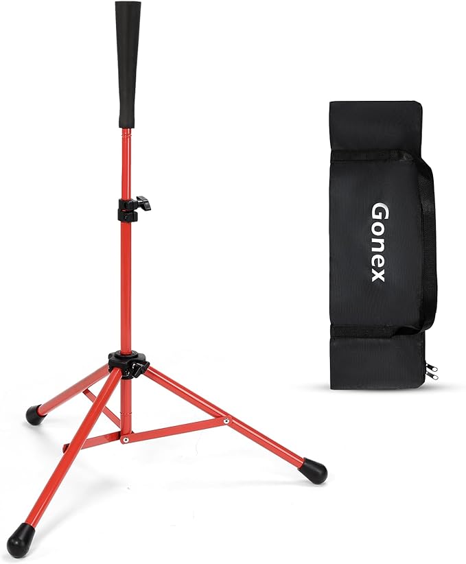 Gonex Baseball Softball Practice Hitting Batting Tripod Stand Rubber Tee Collapsible Portable with Carrying Bag