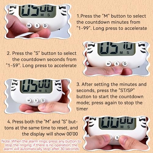 Digital Kitchen Timers, Timer for Kids Cute Cartoon Animal Countdown Timer Egg - Image 4