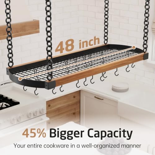 KES 48 Inch Large Hanging Pot Rack Ceiling Mount - Image 3