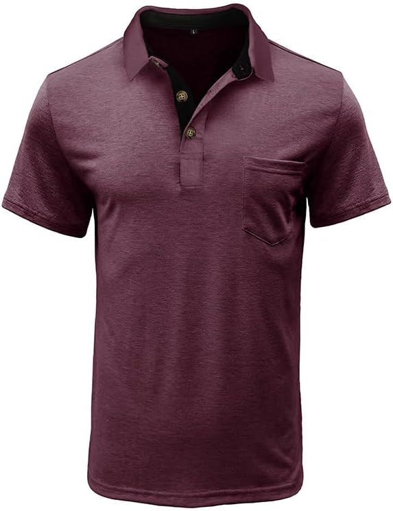 Men's Casual Polo Shirts Classic Button Basic Short Sleeve Shirt Solid Color Cotton Tees Golf Stylish Tops