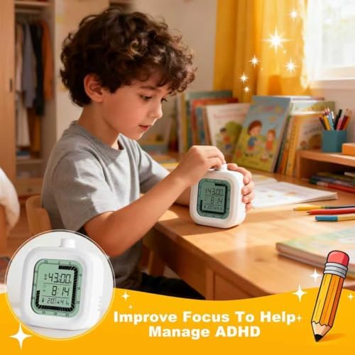 4 in 1 Visual Digital Timer Without Backlight, Easy Set Alarm Clock Humidity - Image 6