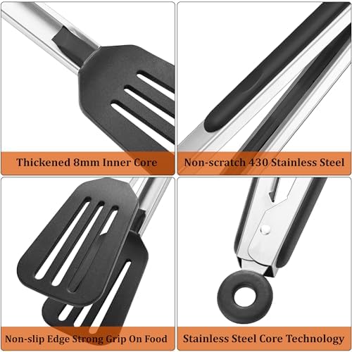 3 PCS Kitchen Tongs with Silicone Tips - Image 6