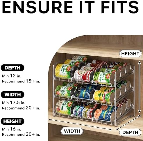 Simple Houseware Stackable Can Rack, Adjustable Plastic Dividers, Holds 36 Cans - Image 4