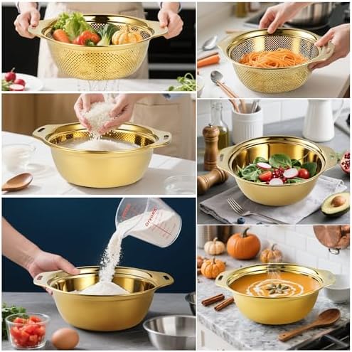 Gulex Colander Stainless Steel 5-quart - Image 3