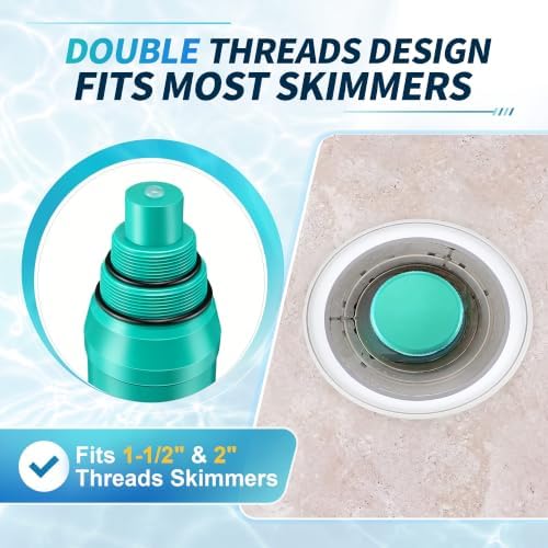 2 Pack 9'' Pool Skimmer Plug for 1 1/2" and 2'' Threaded Skimmers - Image 2