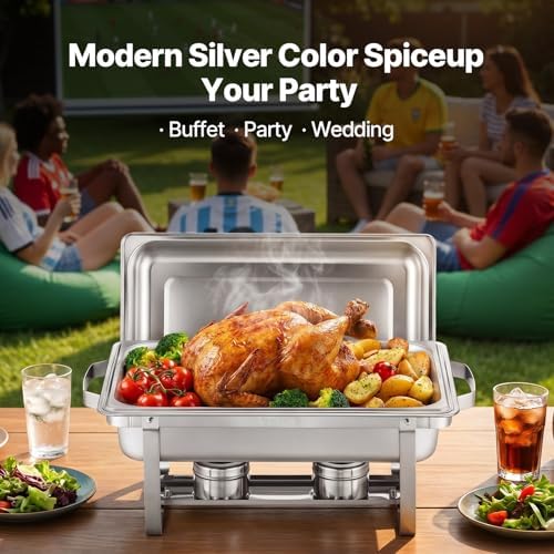 VEVOR Chafing Dish Buffet Set, 8 Qt 4 Pack, Stainless Chafer - Image 2