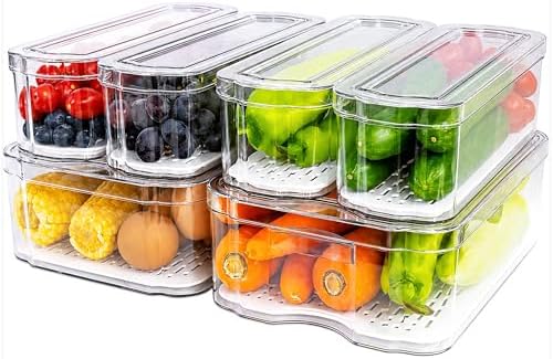 SMRCAD 6 Pack Clear Fridge Organizer Bins by SMRCAD