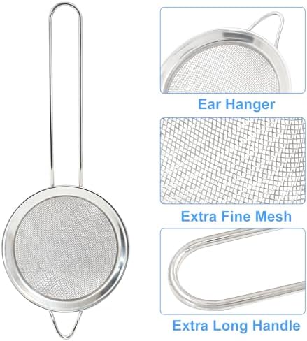 Piutouyar 8cm/3.15" Fine Mesh Strainers, Stainless Steel Kitchen Strainers - Image 4
