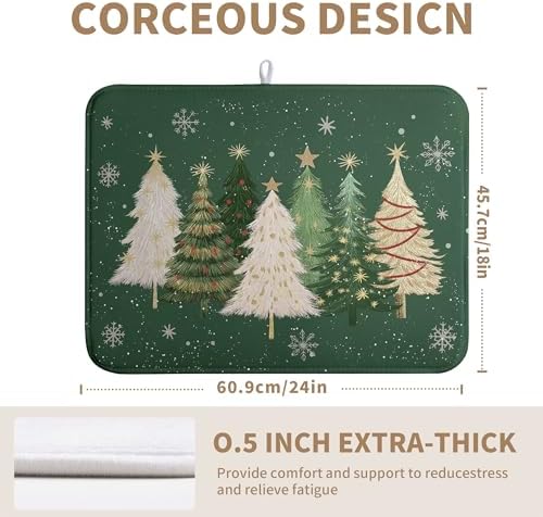 Green Christmas Tree Snowflakes Dish Drying Mat - Image 6
