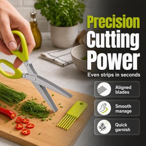 5 Blades Herb Scissors, 2026 New Multipurpose 5 Layer Vegetable Shears - Image 5
