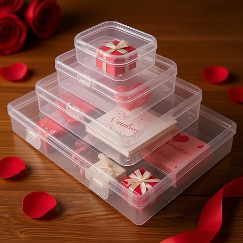 24 Pieces Mixed Sizes Rectangular Empty Mini Clear Plastic Organizer Box - Image 6