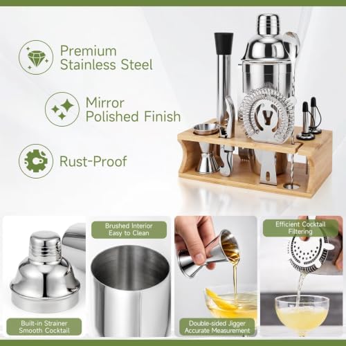 10PCS Stainless Steel Cocktail Shaker Set Bartender Kit - Image 3