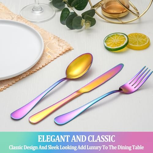 30 Pcs Rainbow Silverware Set Service - Image 6