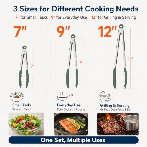 Kitchen Tongs with Silicone Tips, Locking Cooking Tongs - Image 5