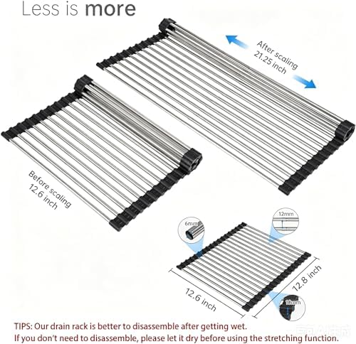 Expandable Roll Up Dish Drying Rack Over The Sink Rack, Foldable Dish Drainer - Image 3