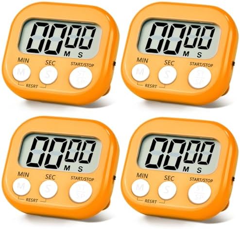 4 Pack Orange Digital Kitchen Timer Magnetic Digital Timer by Unknown