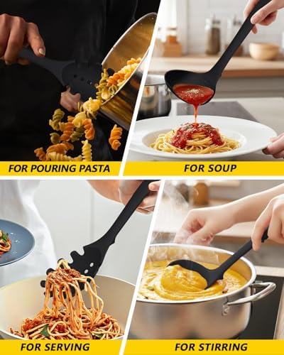 BUNDLEPRO Silicone Soup Ladle and Pasta Spoon Set, 2 Pack - Image 5