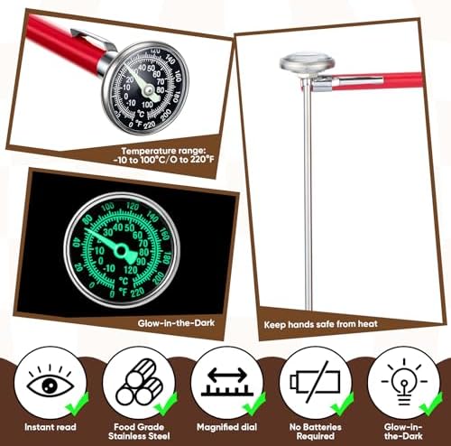 Xuhal 6 Pcs Kitchen Thermometer Glow Dial 5 Inch Stem - Image 3