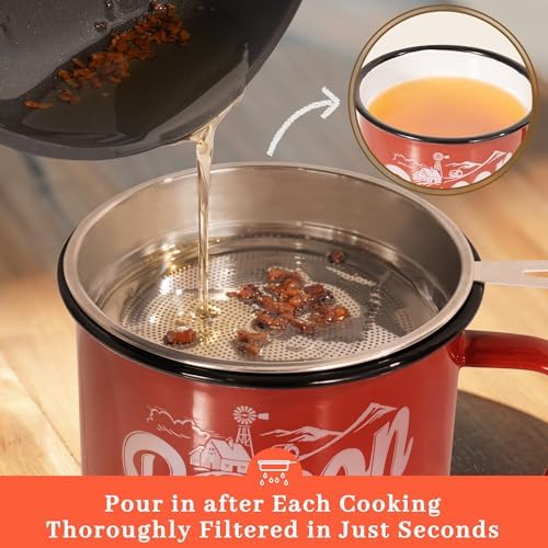 Ayerphalo 42oz Enamel Bacon Grease Container - Image 4