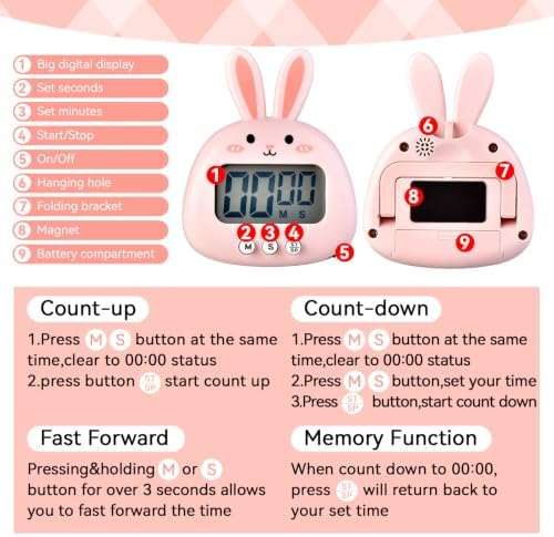 Cute Digital Desk Timer, Cute Digital Kitchen Timer Digital Magnetic Digital - Image 3