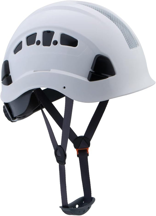 Hard Hats Construction Safety Helmet ANSI Z89.1 Approved OSHA Hardhat, LOHASPRO Vented Men Worker White Hard Hat with Chin Strap Tree Climbing Rescue Arborist Helmet (P1 White)