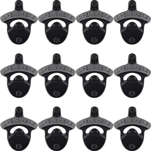 12 PCS Black Beer Bottle Cap Opener Wall Mounted Bulk by Wallmountedbottleopener