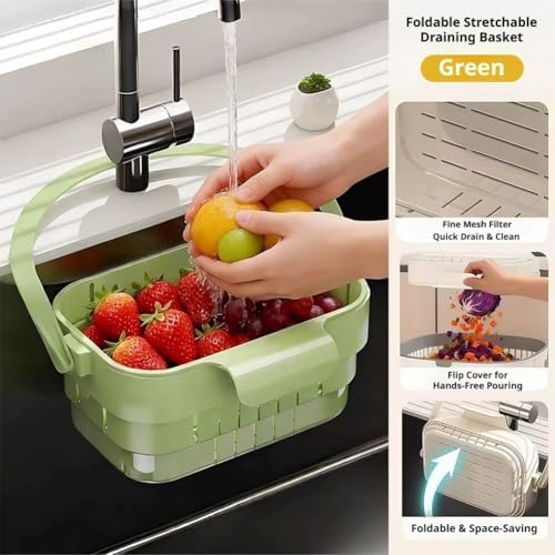 Foldable Hanging Sink Drain Basket Stretchable Kitchen Colander - Image 2