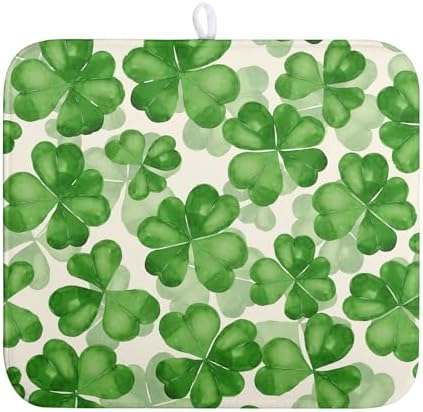 Green Clover Shamrock Dish Drying Mats by Wnoesat