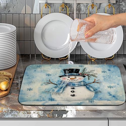 Blue Snowman Snowflake Christmas Dish Drying Rack - Image 5