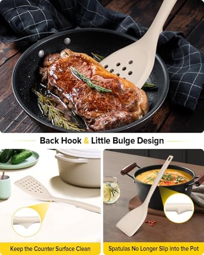 BUNDLEPRO Silicone Spatula, Solid & Slotted Turner - Image 4