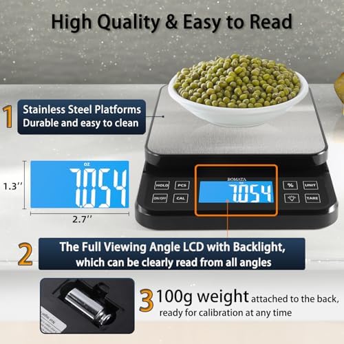 BOMATA Large Kitchen Scale 0.1g/0.001oz High Precision, 11lb Bakery Scale - Image 6