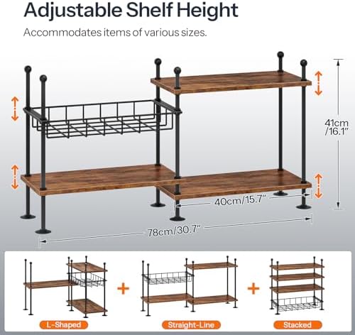 HOOBRO Kitchen Countertop Organizer, 4-Tier Adjustable Kitchen Storage Shelf - Image 2