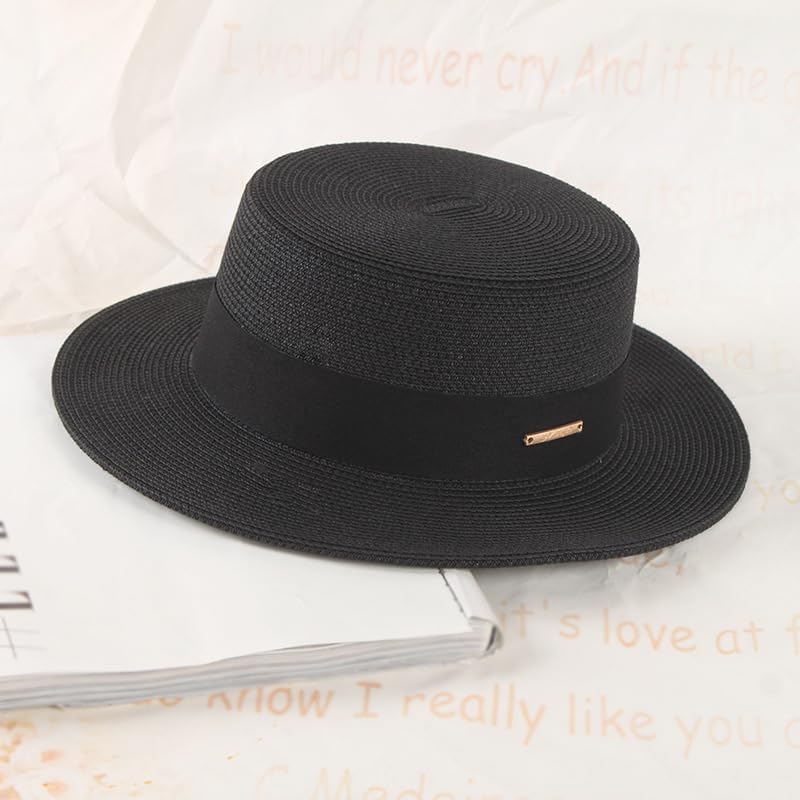 Straw Beach Sun Hat Pork-Pie Boater-Hat - Image 2