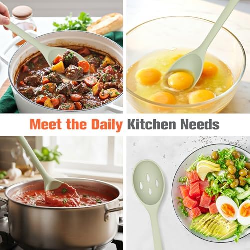 Silicone Cooking Spoon, Solid&Slotted Spoons, 2 Pack - Image 5