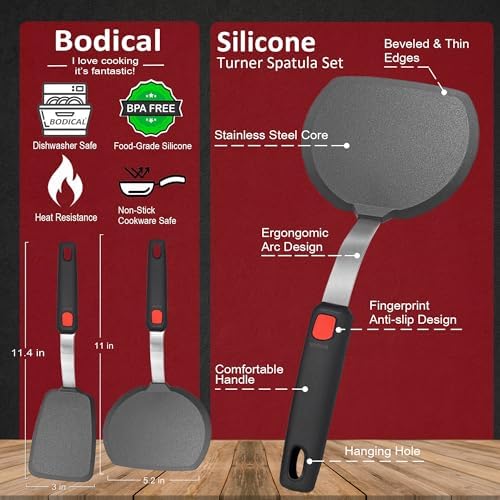 2 Piece Silicone Pancake Spatula Turner - Image 2