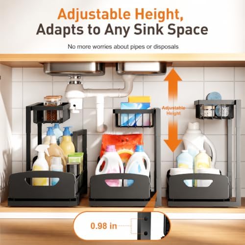 Under Kitchen Sink Organizer, Metal Pull Out Bathroom Organizers and Storage - Image 5