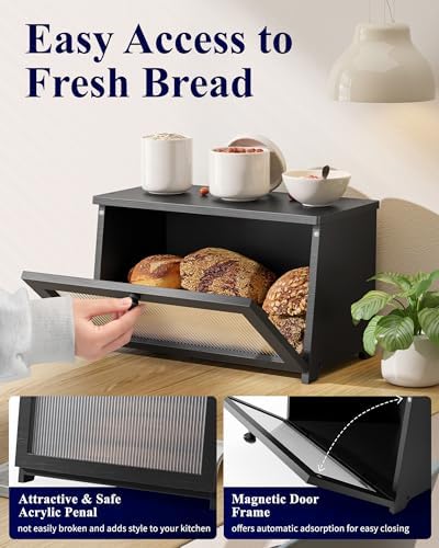 Kitsure Wooden Bread Box for Kitchen Countertop - Image 5
