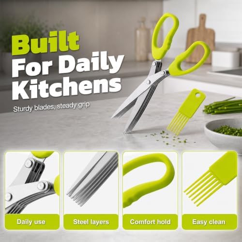5 Blades Herb Scissors, 2026 New Multipurpose 5 Layer Vegetable Shears - Image 4