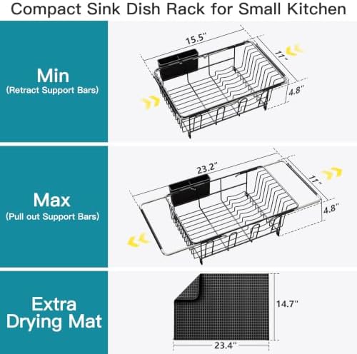 JASIWAY Black Dish Drying Rack in Sink - Image 6