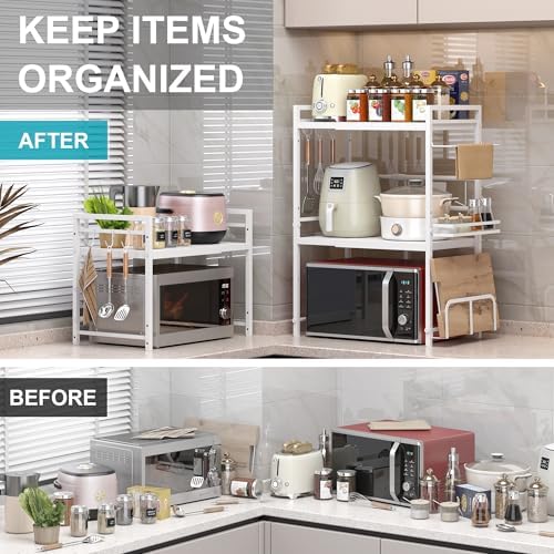 Expandable Microwave Stand Kitchen Countertop Organizer - Image 3