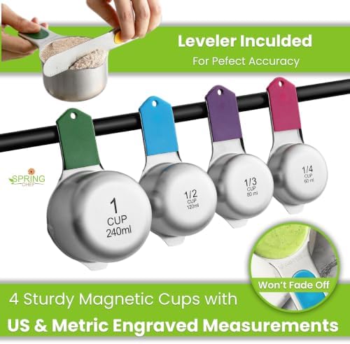 Spring Chef 9 Magnetic Measuring Cups & Spoons Set w/Leveler - Image 4