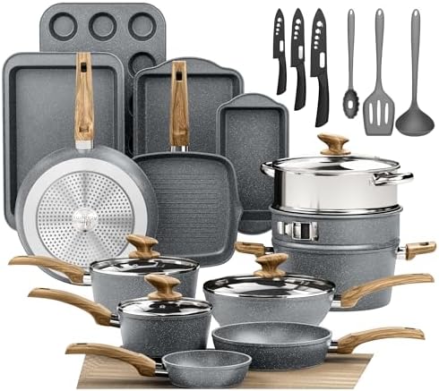 DishDelight Pots and Pans Set, 30 Piece Nonstick Kitchen Cookware Sets by DishDelight