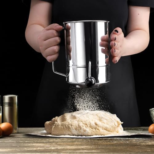 Pumtus 3 Pack Flour Sifter Set, 5 Cup Hand Crank Sifter - Image 7