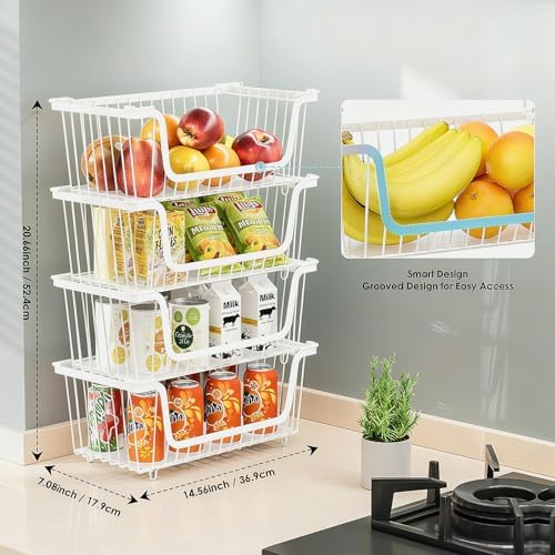 GAOKASE 4 Pcs Stackable Wire Baskets, 14.57" L x 7.09" W x 5.12" H - Image 2