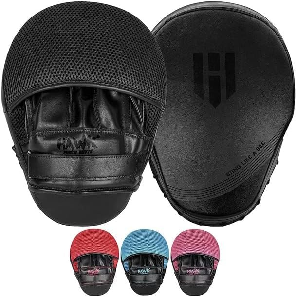 Hawk Sports Punching Mitts for Men, Women, & Kids, Leather Focus Mitts for Martial Arts & Boxing Training, Curved Punch Mitts for Karate, Kickboxing, Krav MAGA, Muay Thai & Taekwondo
