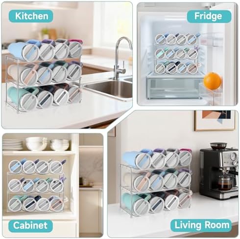 Stackable Water Bottle Organizer Large Compartment Water Bottle Holder - Image 6